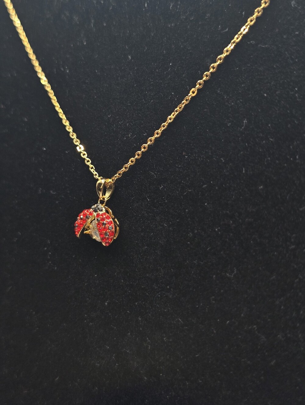 Swarovski Ladybug Pendant Necklace – Red, Black & Clear Crystal, Gold-Tone - Picture 5 of 13